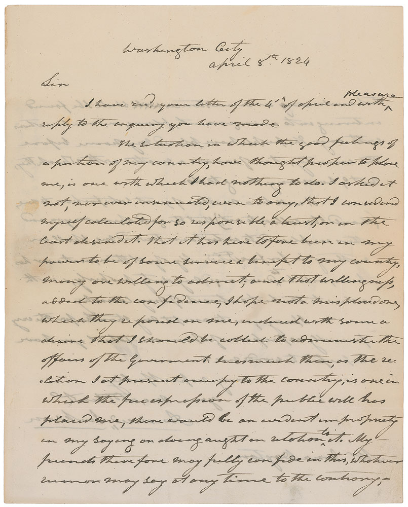 Lot #8023 Andrew Jackson Autograph Letter Signed