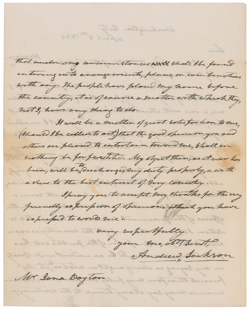 Lot #8023 Andrew Jackson Autograph Letter Signed - Image 2