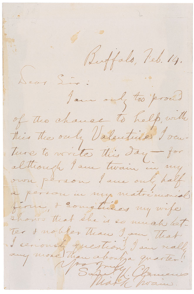 Lot #8077 Samuel L. Clemens Autograph Letter
