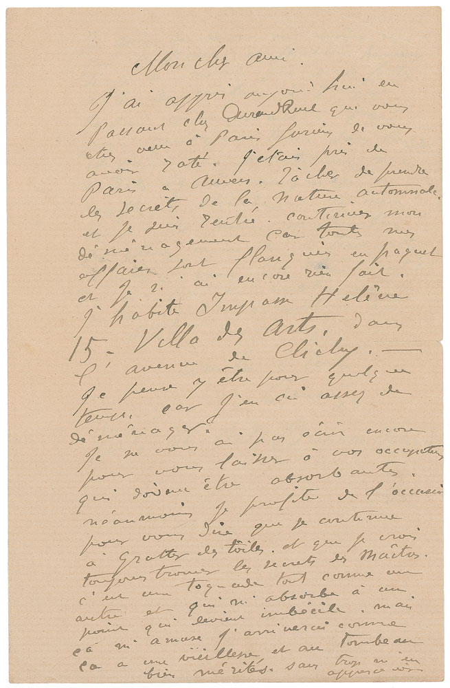 Lot #8079 Pierre-Auguste Renoir Autograph Letter