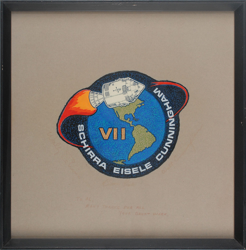 Lot #9226 Apollo 7 Signed Original Emblem Artwork