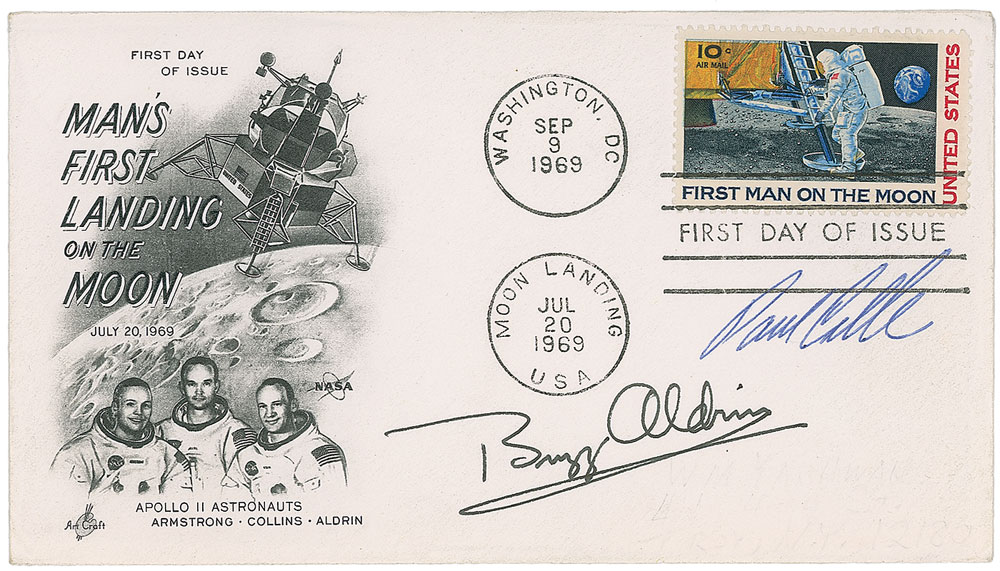 Lot #9307 Buzz Aldrin and Paul Calle Signed FDC