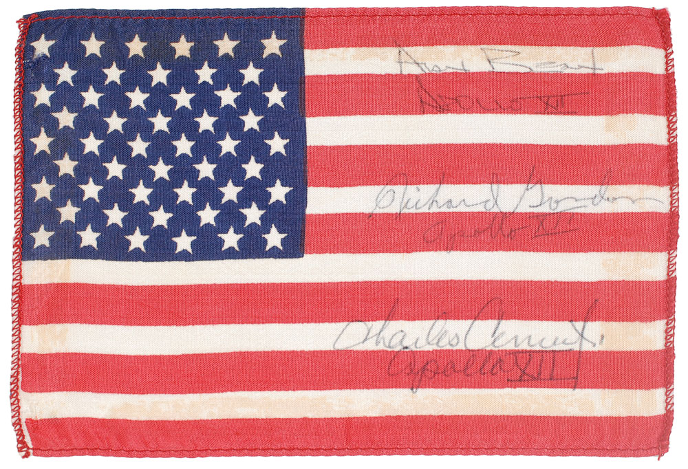 Lot #9328 Apollo 12 Crew-signed Flown Flag