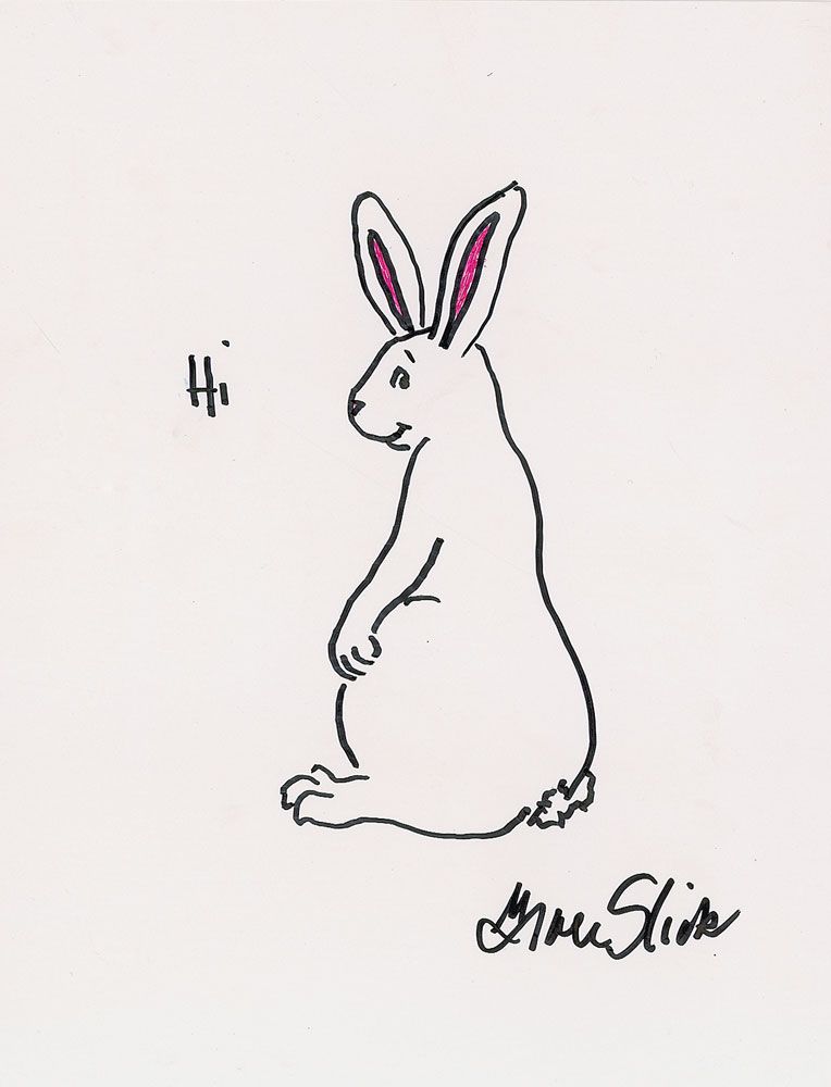 Lot #2300 Grace Slick Hand-drawn Rabbit Sketch
