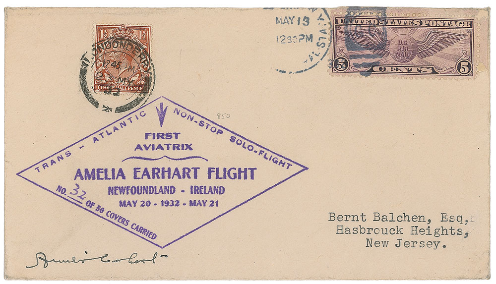 Lot #9013 Amelia Earhart Flown Cover