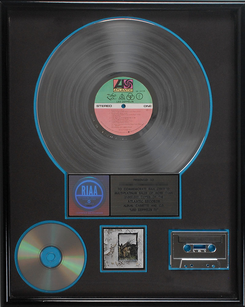 Lot #2153  Led Zeppelin IV Sales Award