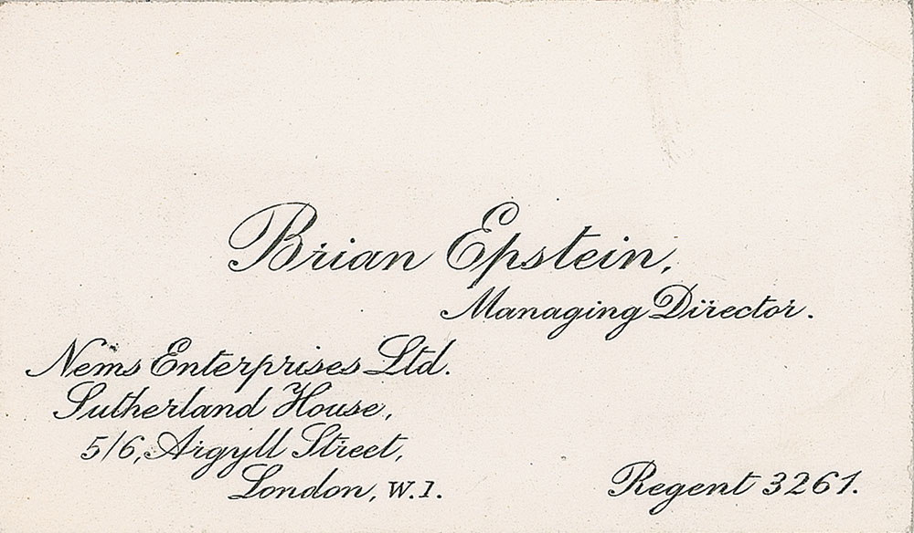 Lot #2049 Brian Epstein Business Card