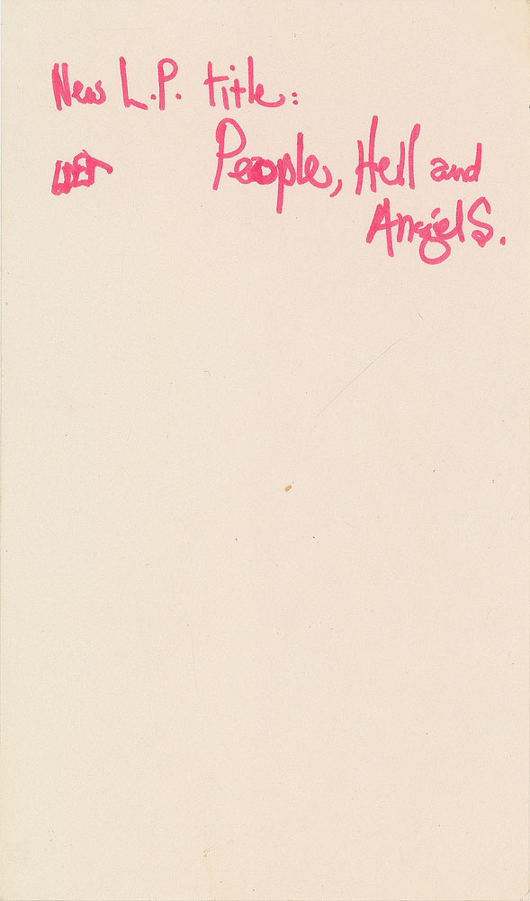 Lot #2103 Jimi Hendrix Handwritten Note