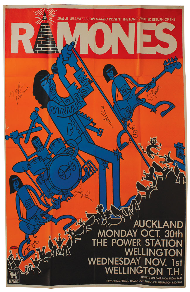 Lot #2412 The Ramones Signed New Zealand Poster