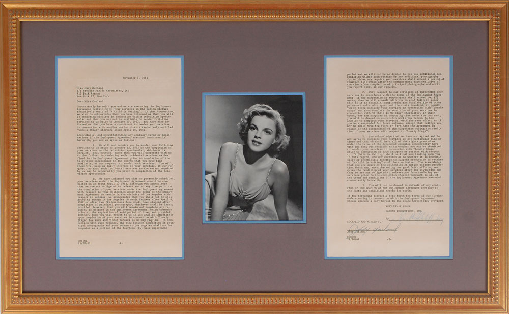 Lot #2525 Judy Garland Signed Document