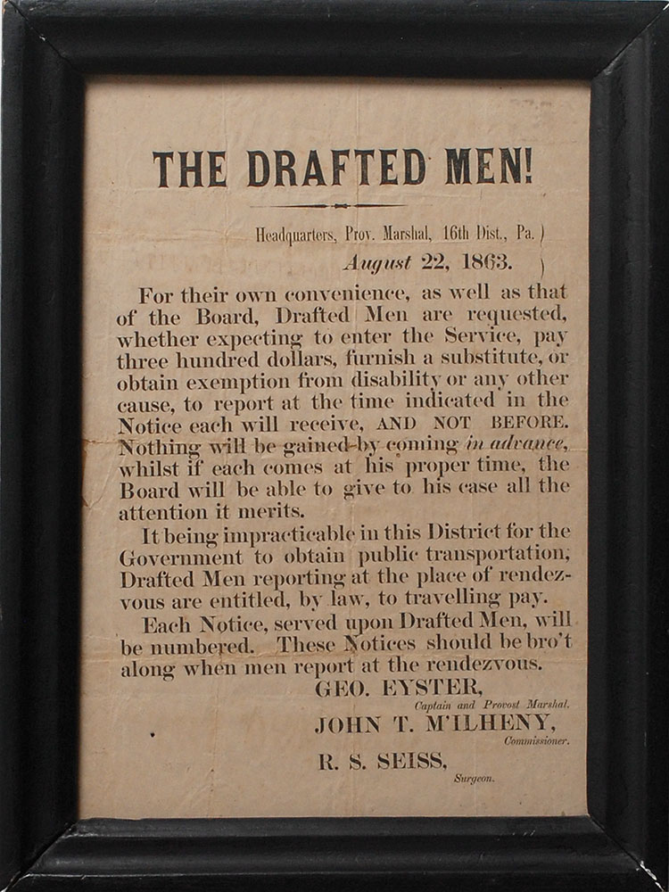 Lot #442 Civil War Draft Notice
