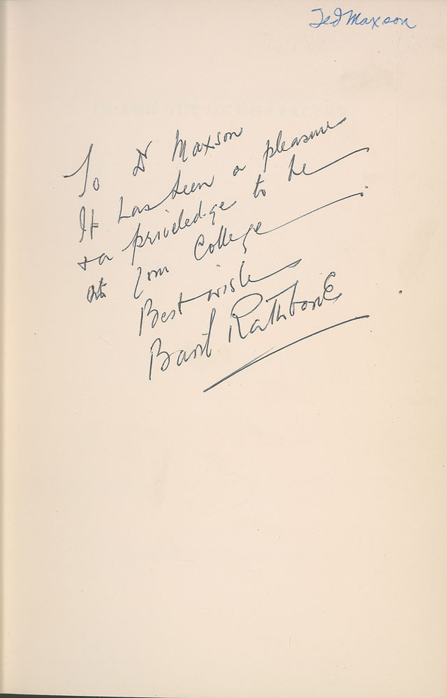 Lot #2532 Basil Rathbone Signed Book