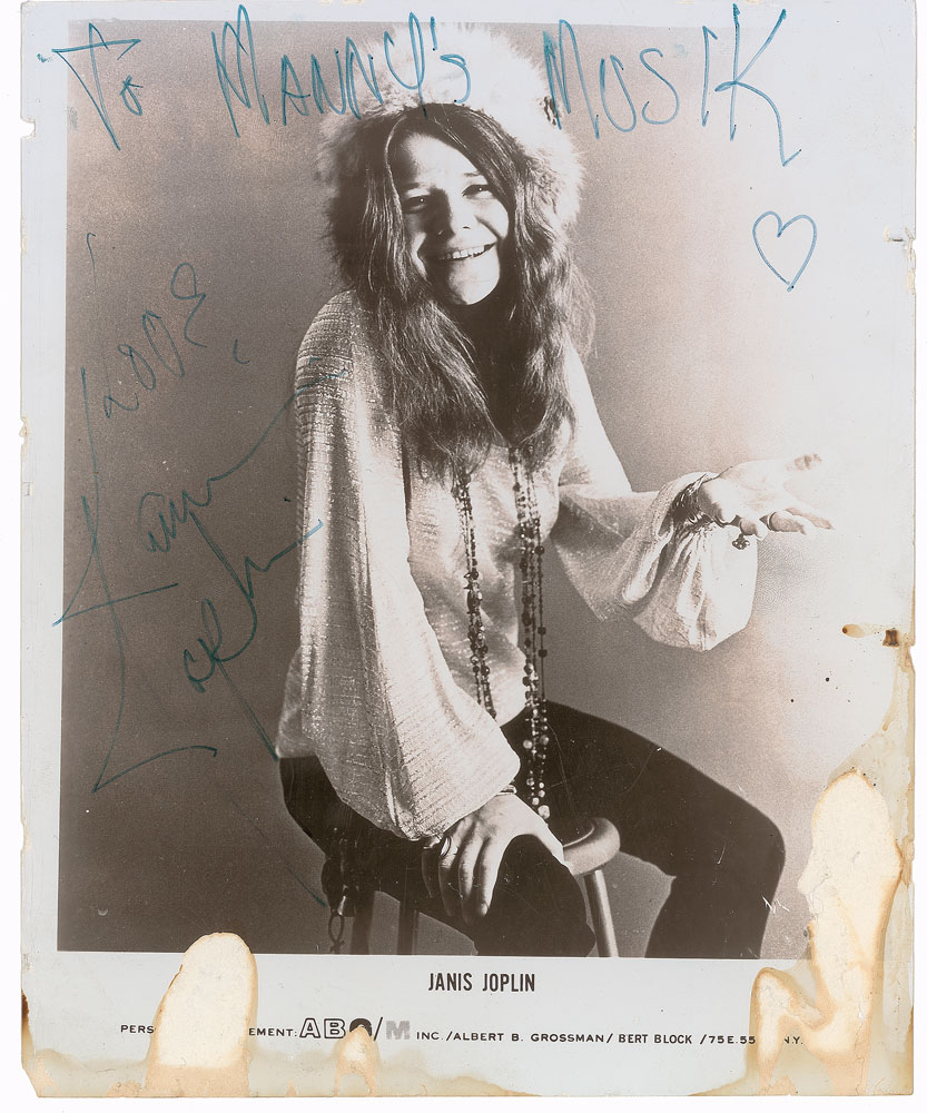 Lot #2288 Janis Joplin Signed Photograph
