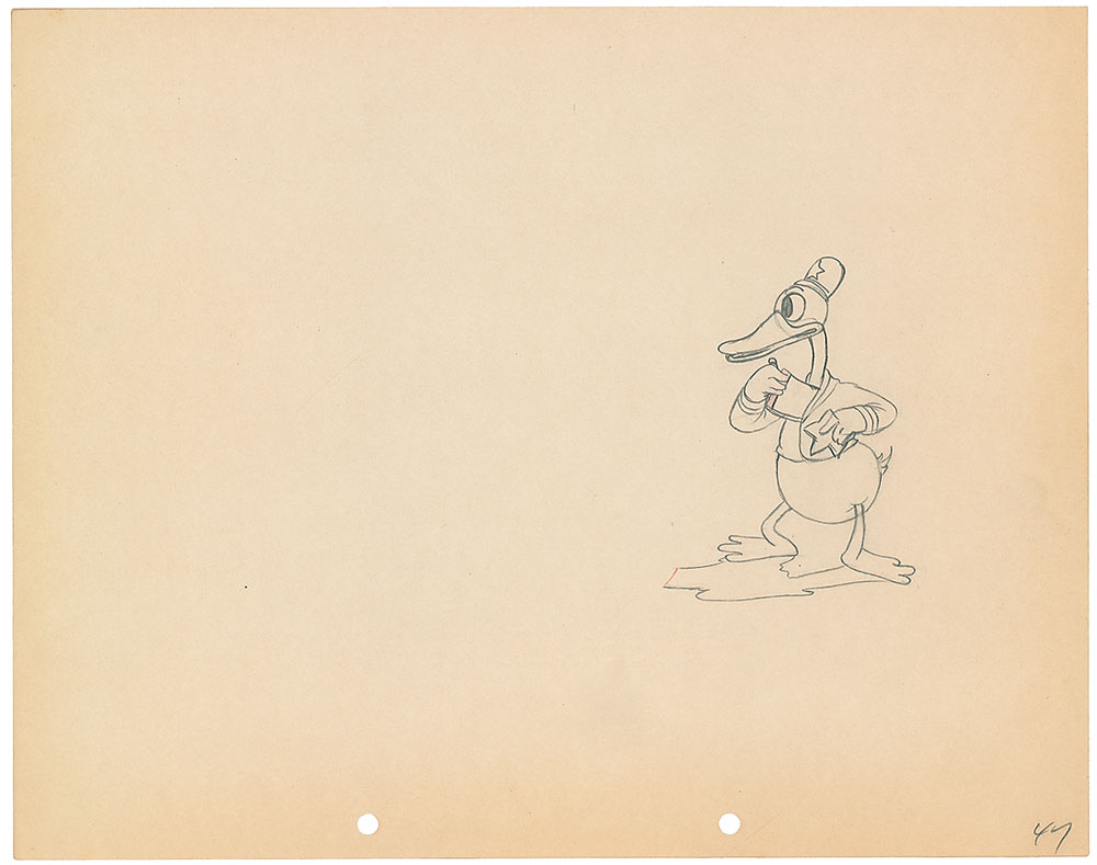 Lot #1014 Donald Duck production drawing from The