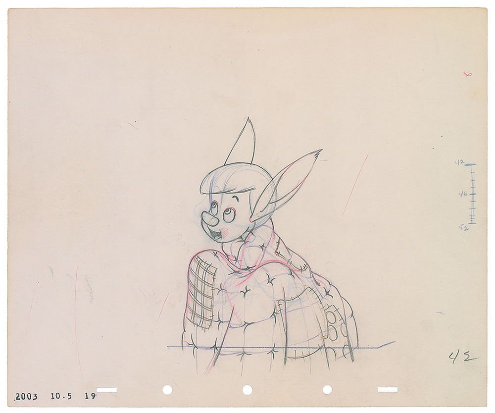 Lot #1088 Pinocchio production drawing from