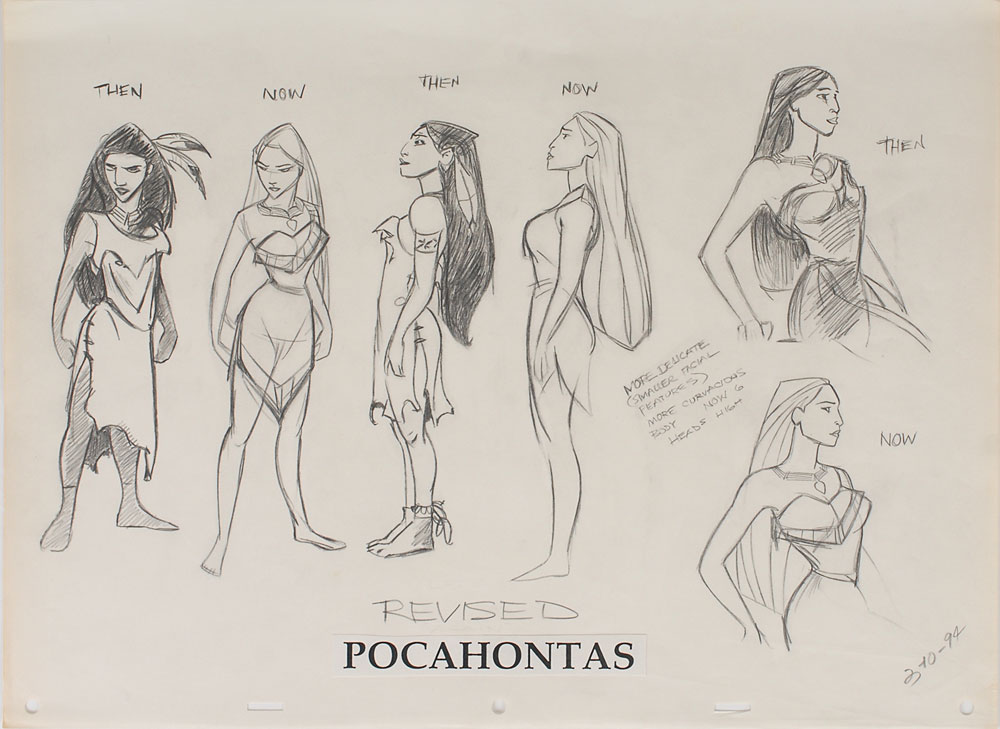 Lot #1129 Pocahontas original model sheet drawing