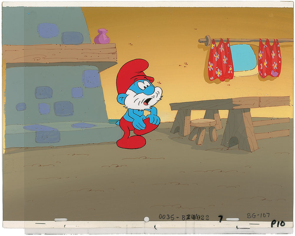 Lot #1166 Papa Smurf production cel and production