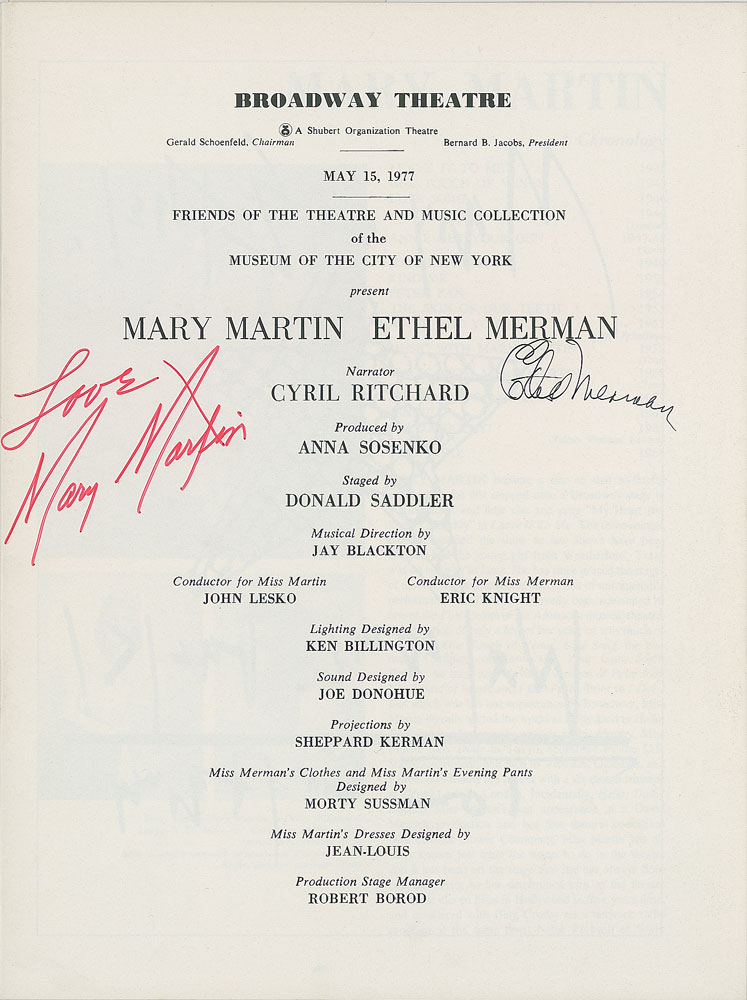 Lot #965 Mary Martin and Ethel Merman