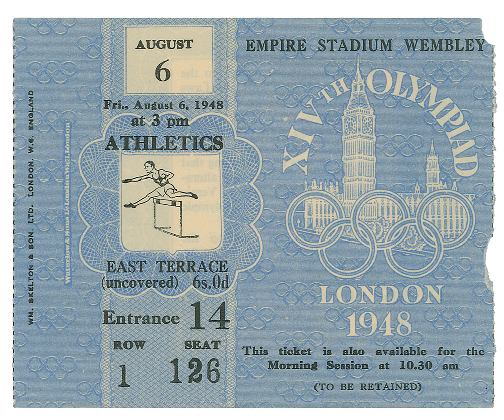 Lot #3107 Summer Olympics Tickets: Amsterdam 1928, Los Angeles 1932, Berlin 1936, and London 1948