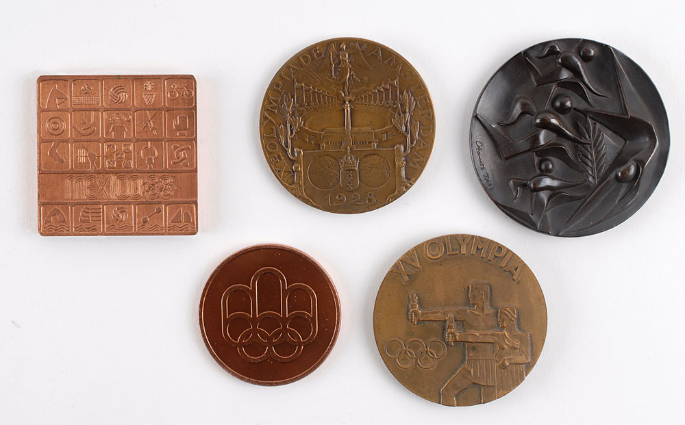 Lot #3102 Summer Participation Medal Collection: 1928 Amsterdam, 1952 Helsinki, 1964 Tokyo, 1968 Mexico City, 1976 Montreal