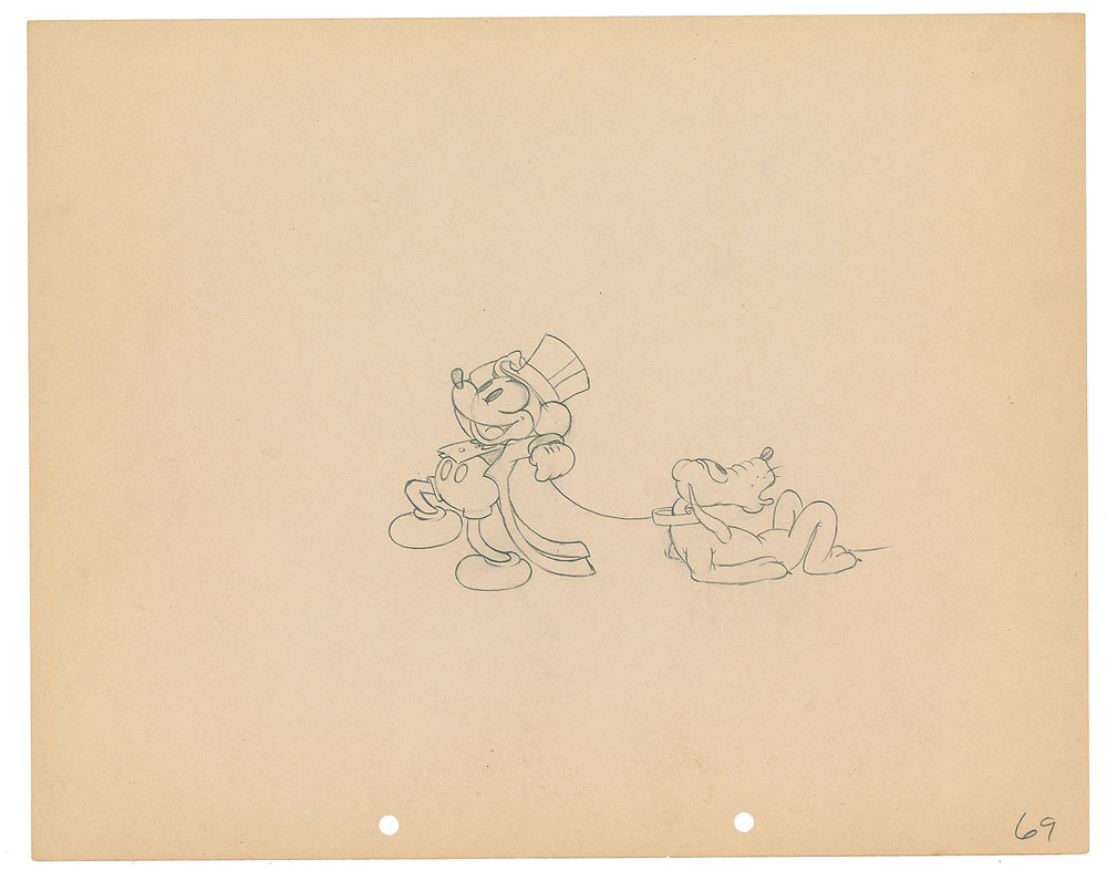 Lot #1044 Mickey and Pluto production drawing from