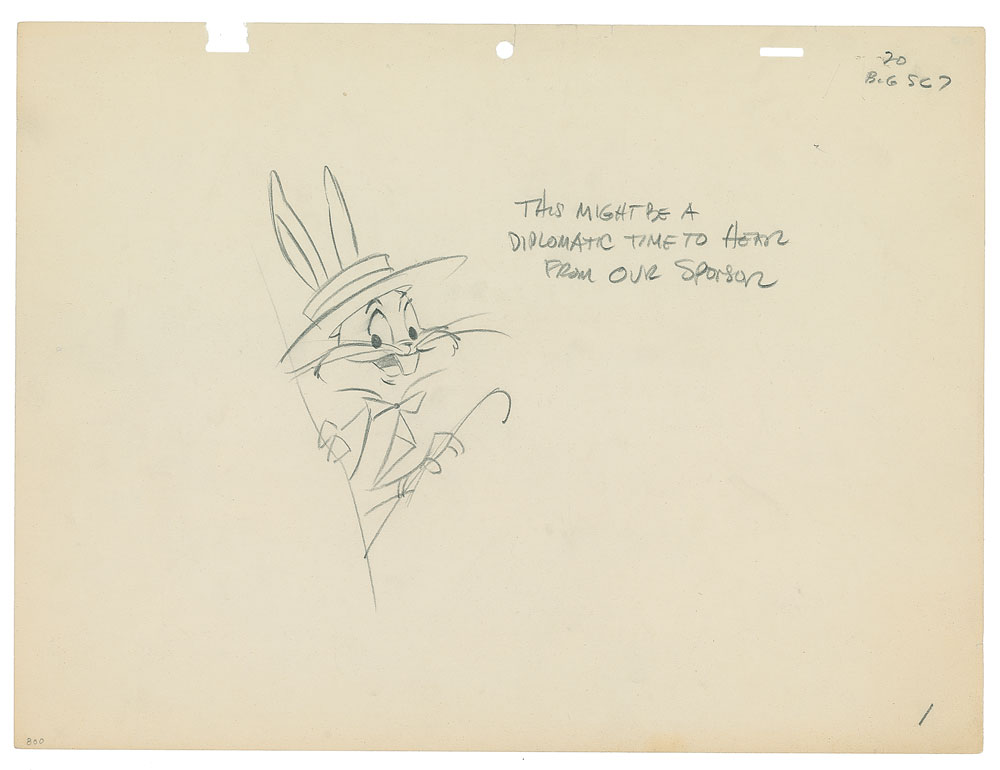 Lot #1203 Bugs Bunny production drawing from The