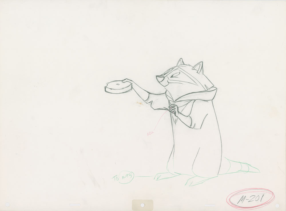 Lot #1168 Meeko production drawing from Pocahontas