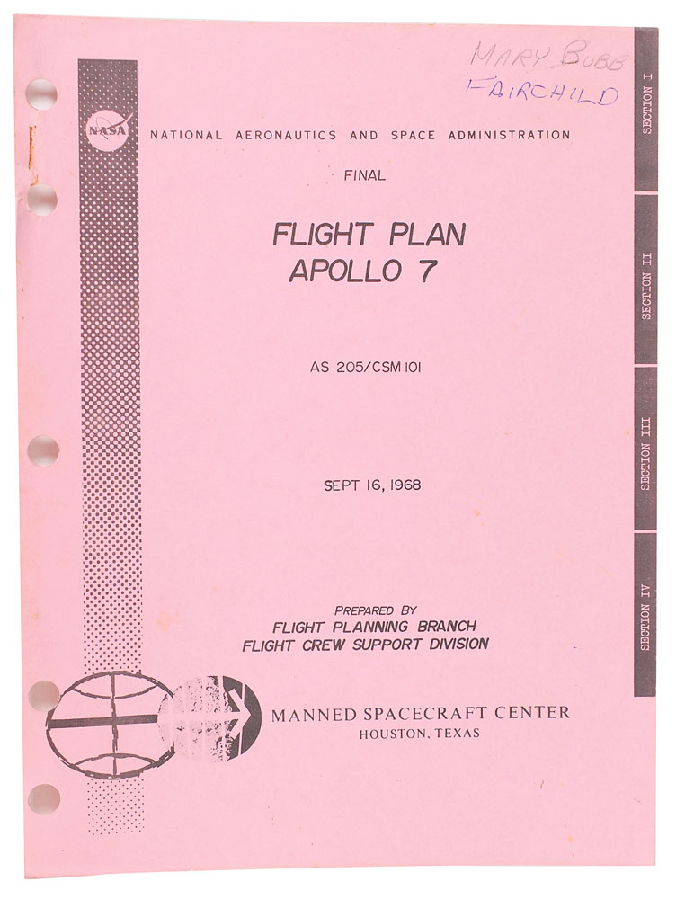 Lot #6321 Apollo 7 Flight Plan
