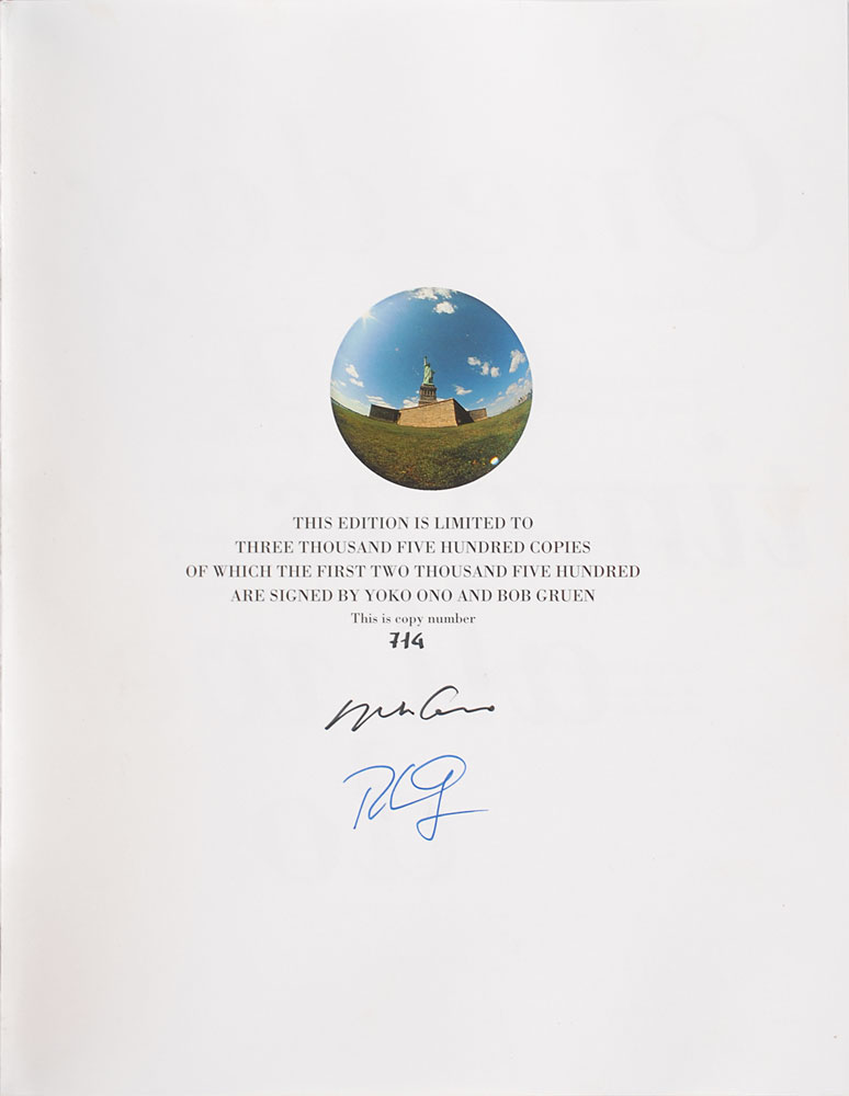 Lot #7117 Yoko Ono and Bob Gruen Signed Book