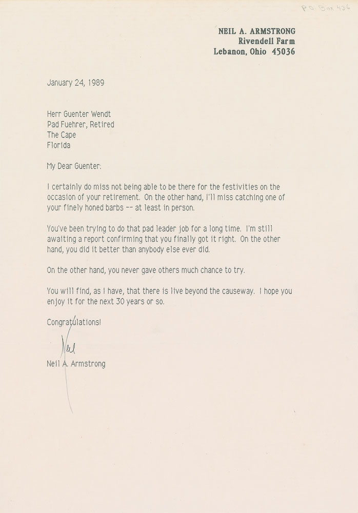 Lot #6141 Neil Armstrong Typed Letter Signed