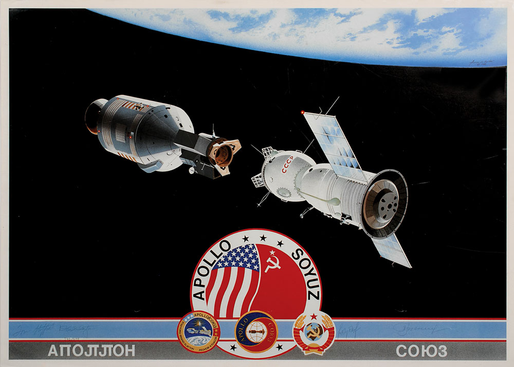 Lot #6591 Apollo–Soyuz Pair of Signed Prints