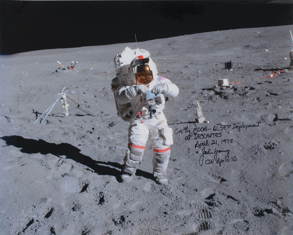 Lot #6222 Apollo 16: John Young Oversized Signed
