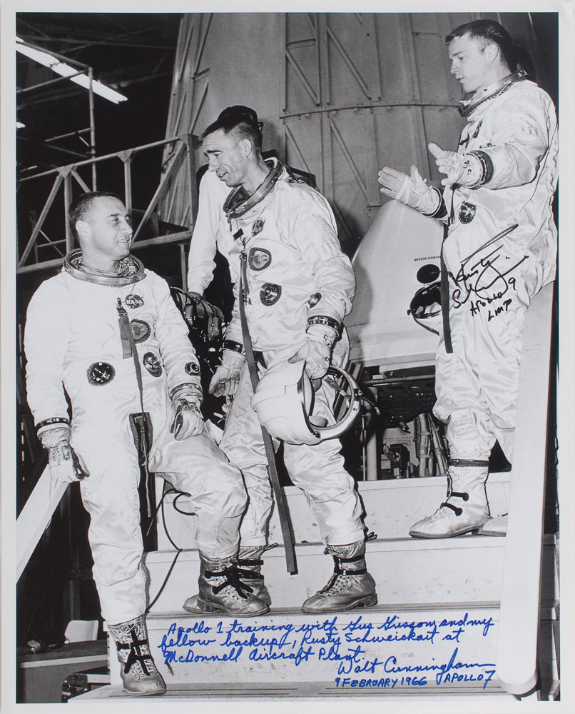 Lot #6201 Apollo 01: Cunningham and Schweickart Oversized Signed Photograph