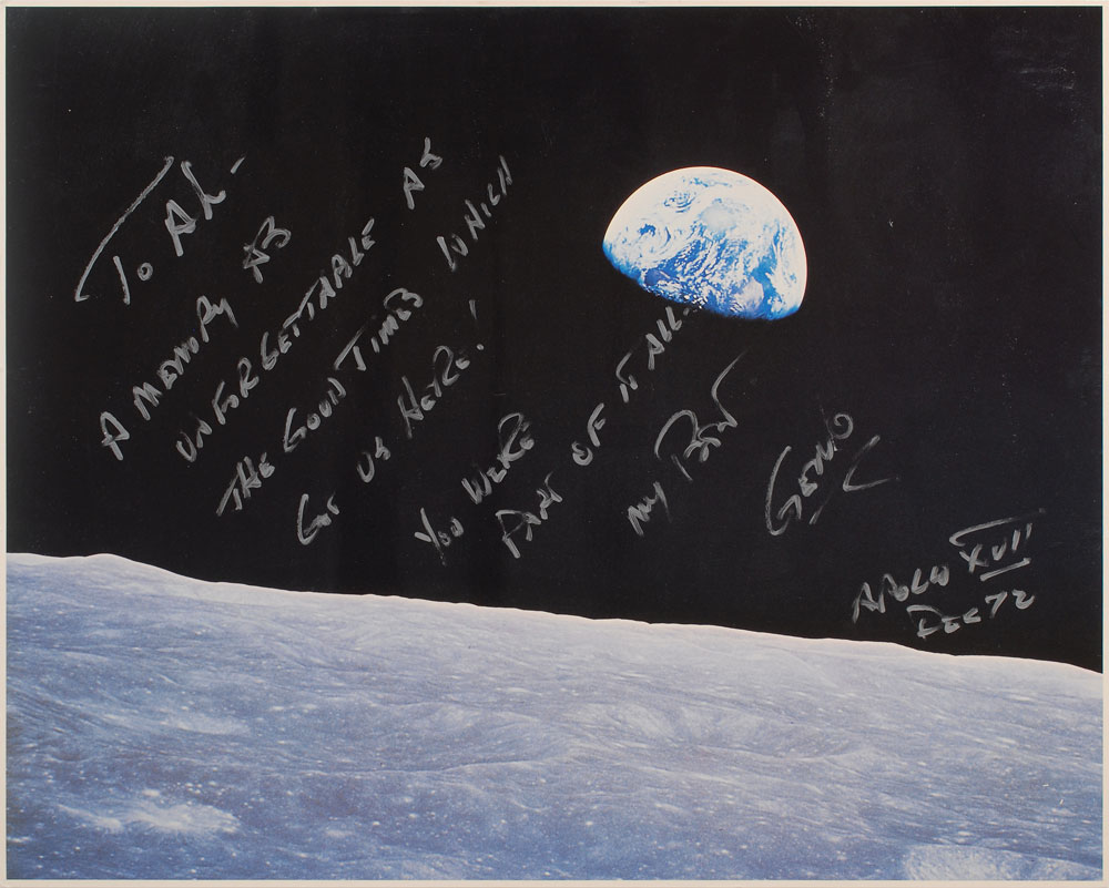 Lot #6304 Irwin and Cernan Pair of Oversized Signed Photographs