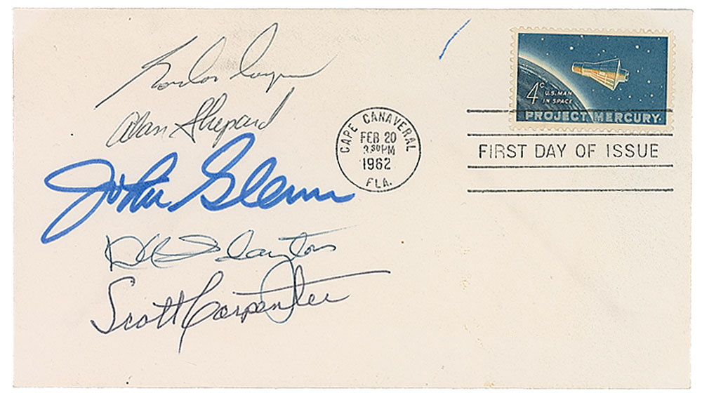 Lot #6077 Mercury Astronauts Signed Pamphlet and FDC
