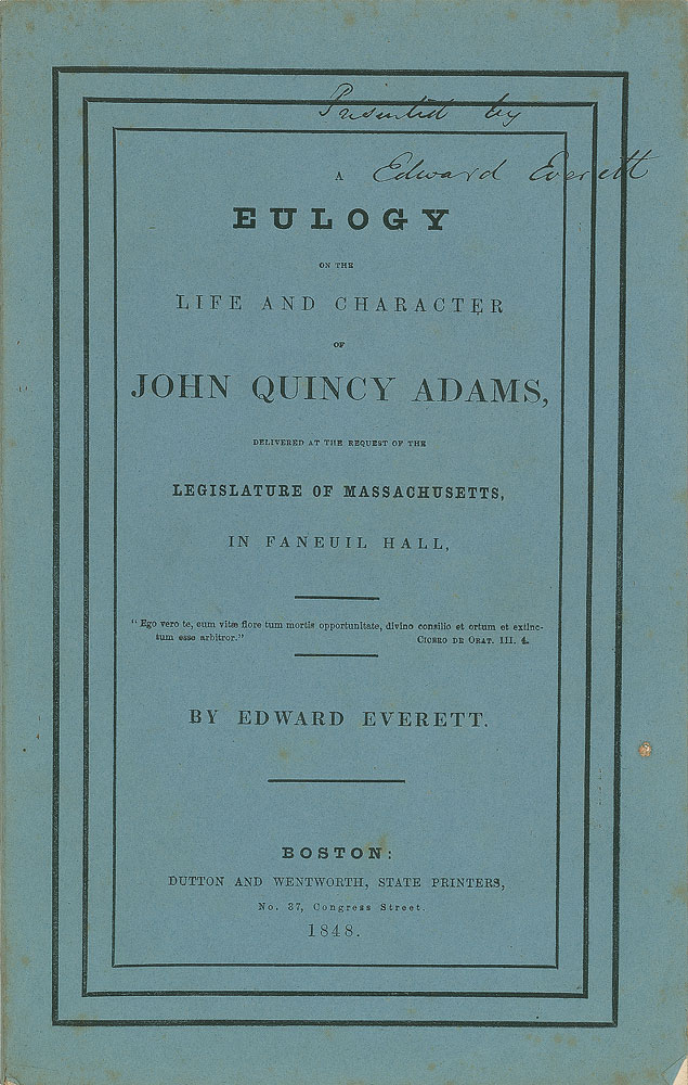 Lot #192 John Quincy Adams: Edward Everett