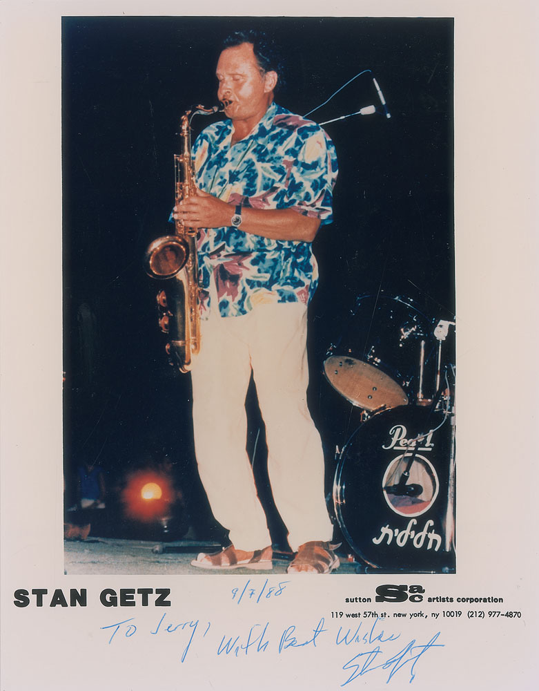 Lot #7251 Stan Getz Signed Photograph