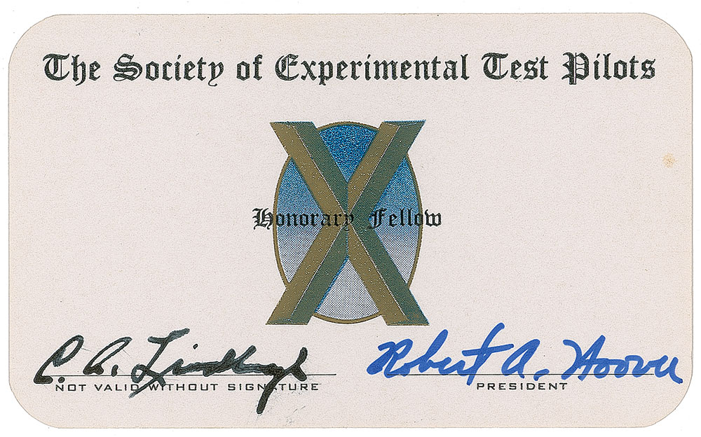 Lot #6008 Charles Lindbergh Signed Membership Card