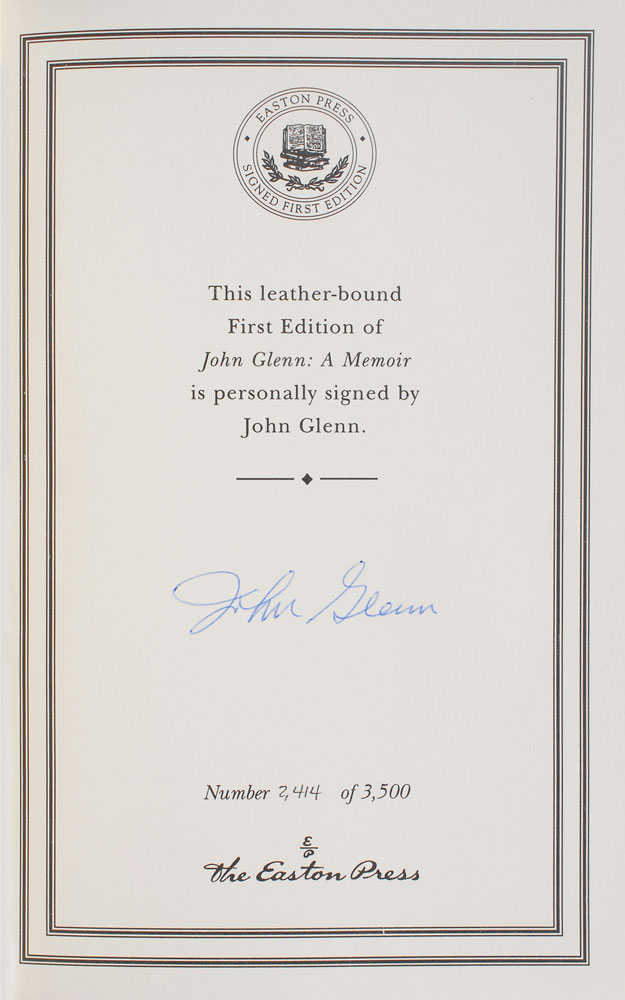 Lot #6064 John Glenn Signed Book