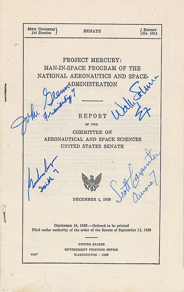 Lot #6069 Mercury Astronauts Signed Congressional