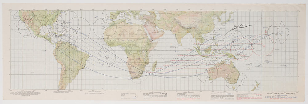 Lot #6330 Frank Borman Signed Earth Orbit Chart