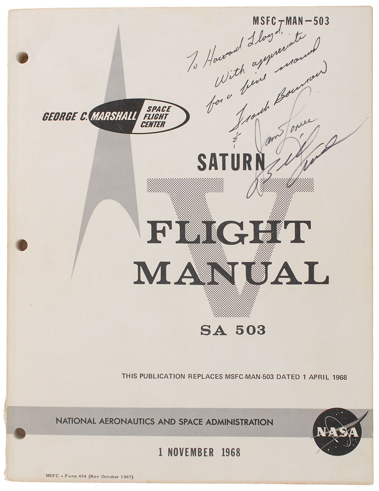 Lot #6329 Apollo 8 Signed Flight Manual