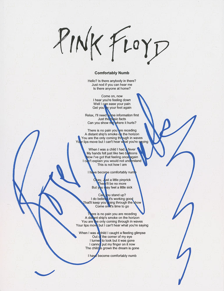 Lot #7202 Roger Waters Signed Souvenir Lyrics