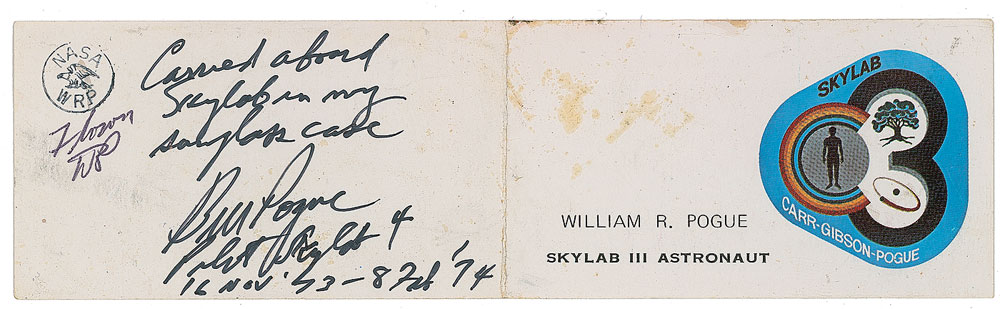 Lot #6611 Skylab 4: Bill Pogue’s Flown Business