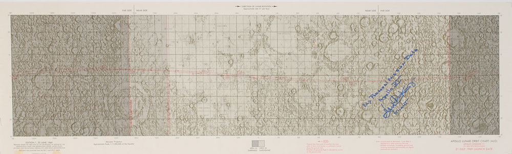 Lot #6404 Gene Kranz’s Signed Apollo 11 Lunar Map