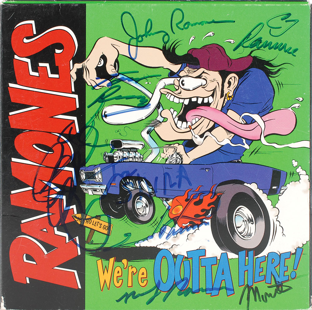 Lot #7483  Ramones 1997 ‘We’re Out of Here’ Signed