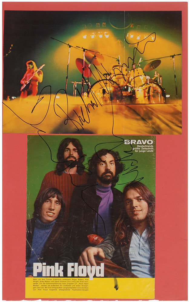 Lot #7201 Pink Floyd Signed Scrapbook Page