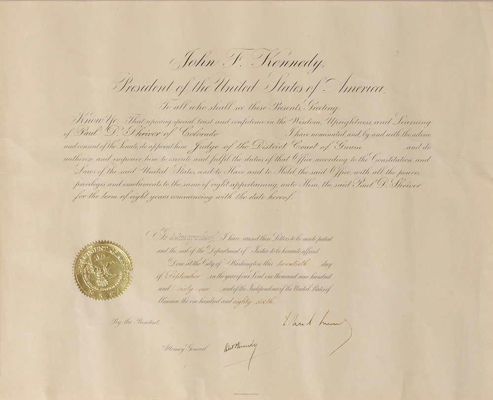 Lot #8019 John and Robert Kennedy Signed Document