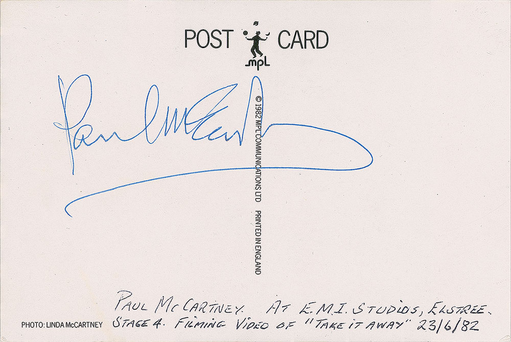 Lot #7042 Paul McCartney Signed Postcard