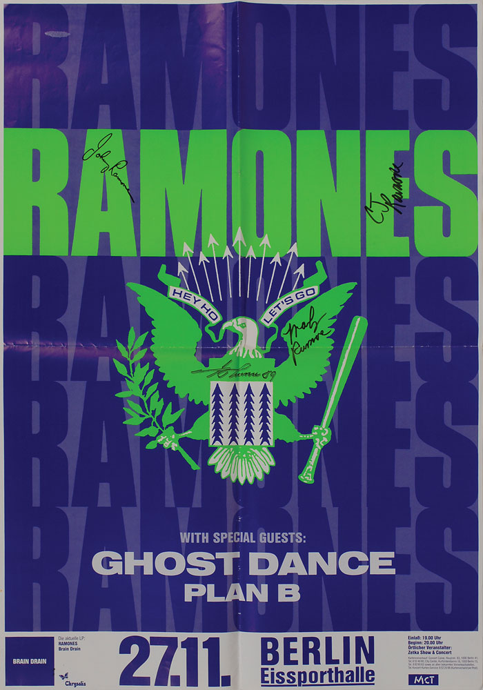 Lot #7472  Ramones 1989 Berlin Signed Poster